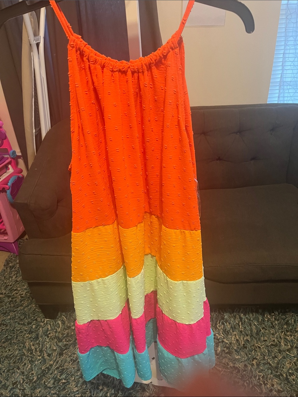 Bright Colorblock Spaghetti Strap Maxi Dress
